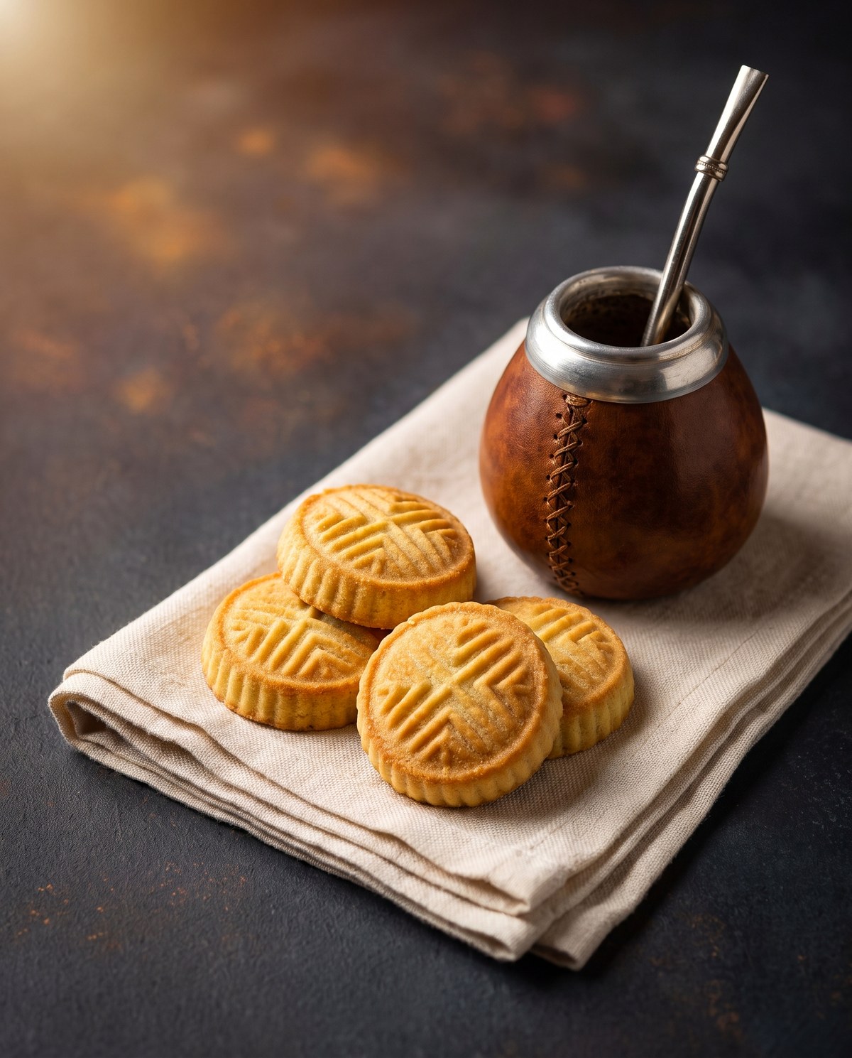 Ma'mul con mate — galletitas árabes de sémola y dátil acompañadas con mate y bombilla
